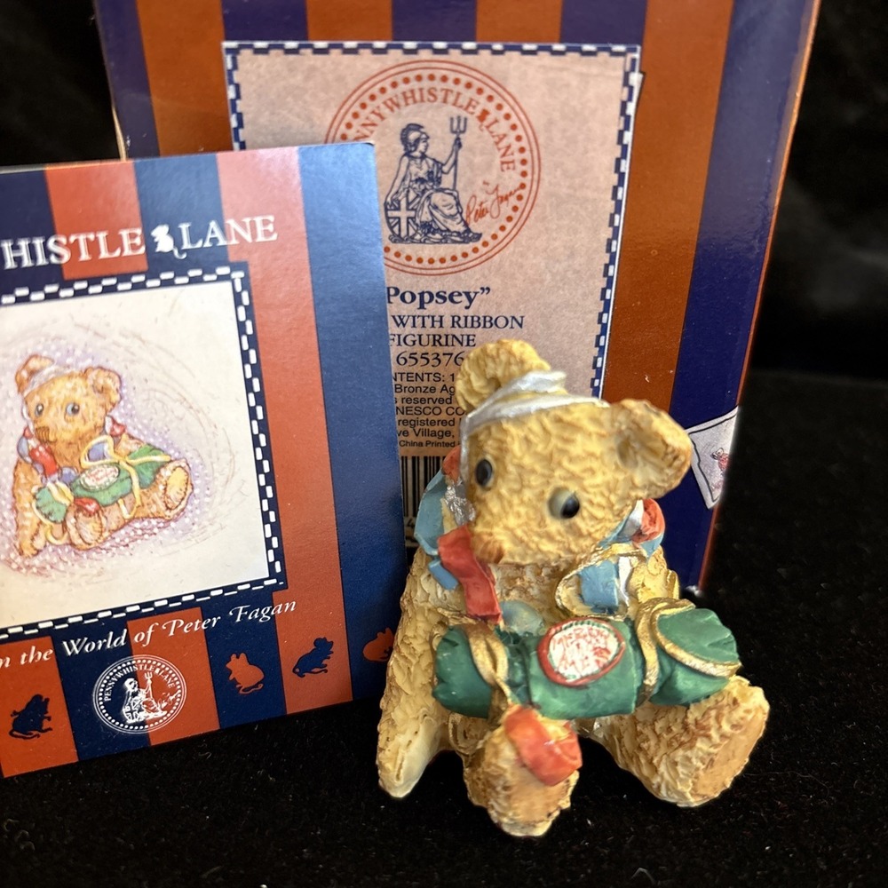 Enesco "Popsey" Bear With Ribbon Figurine Pennywhistle Lane 655376 Vintage‎ 1994